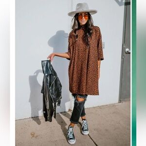 NWT - Dressed in LALA Icon Mock Neck Leopard Print Tunic